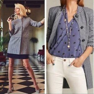 CABI Striped Dappled Grey Navy Car Coat Extra Small